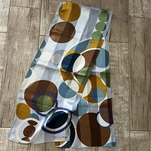 Frank Lloyd Wright MOMA 100% Silk Scarf Imperial Circles Muted Geometric 60x12